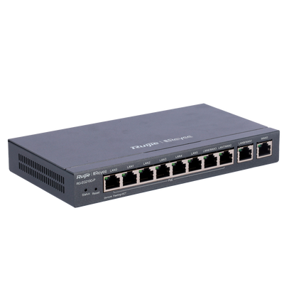 Reyee Router PoE Controller Cloud - 8 Porte PoE+ RJ45 GE + 2 Porte RJ45 GE - 10 Porte RJ45 10/100 /1000 Mbps - Supporta fino a 4 WAN per il failover o il bilanciamento - Fino a 600 Mbps di larghezza di banda - Server VPN IPSec, L2TP, PPTP, OpenVPN