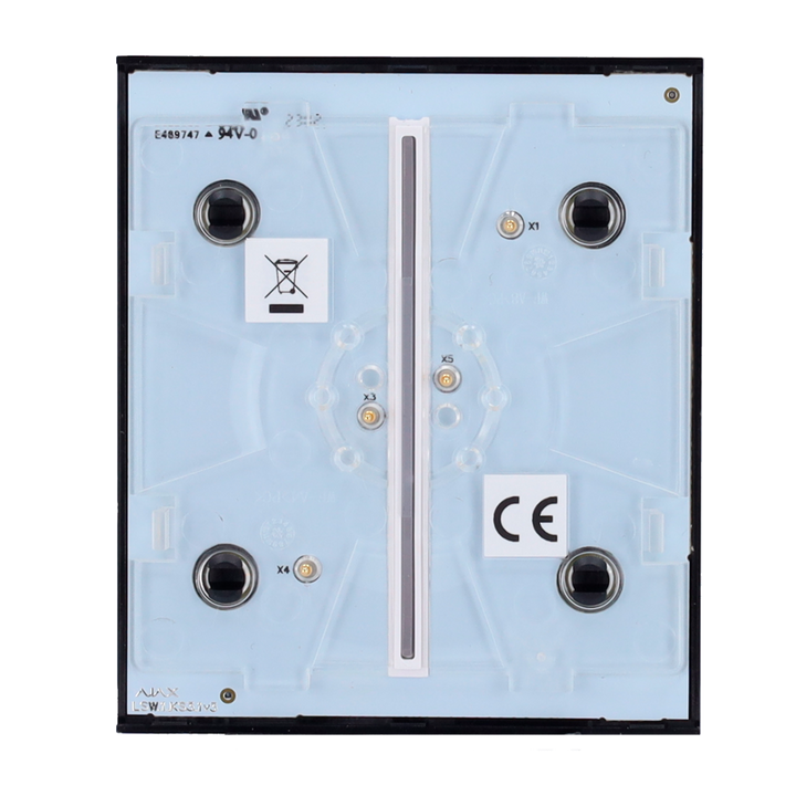 Ajax - LightSwitch CenterButton - Double Light Switch Touch Panel - Compatible with AJ-LIGHTCORE-2G - LED Backlight - Contactless Center Touch Panel - Black Color