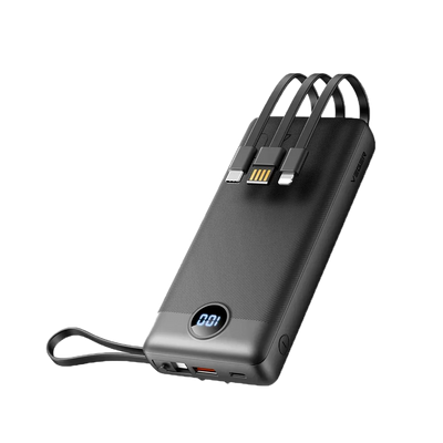 VEGER - Power bank - 20000mAh (77Wh) de capacidad - Carga rápida Power IQ - Cables integrados - Pantalla LCD