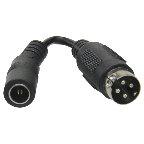 Adaptador DC - 105 mm de longitud - Conector Mini Din hembra - Conector macho estándar - Adapta fuente de alimentación estándar - Para videograbadores SAFIRE
