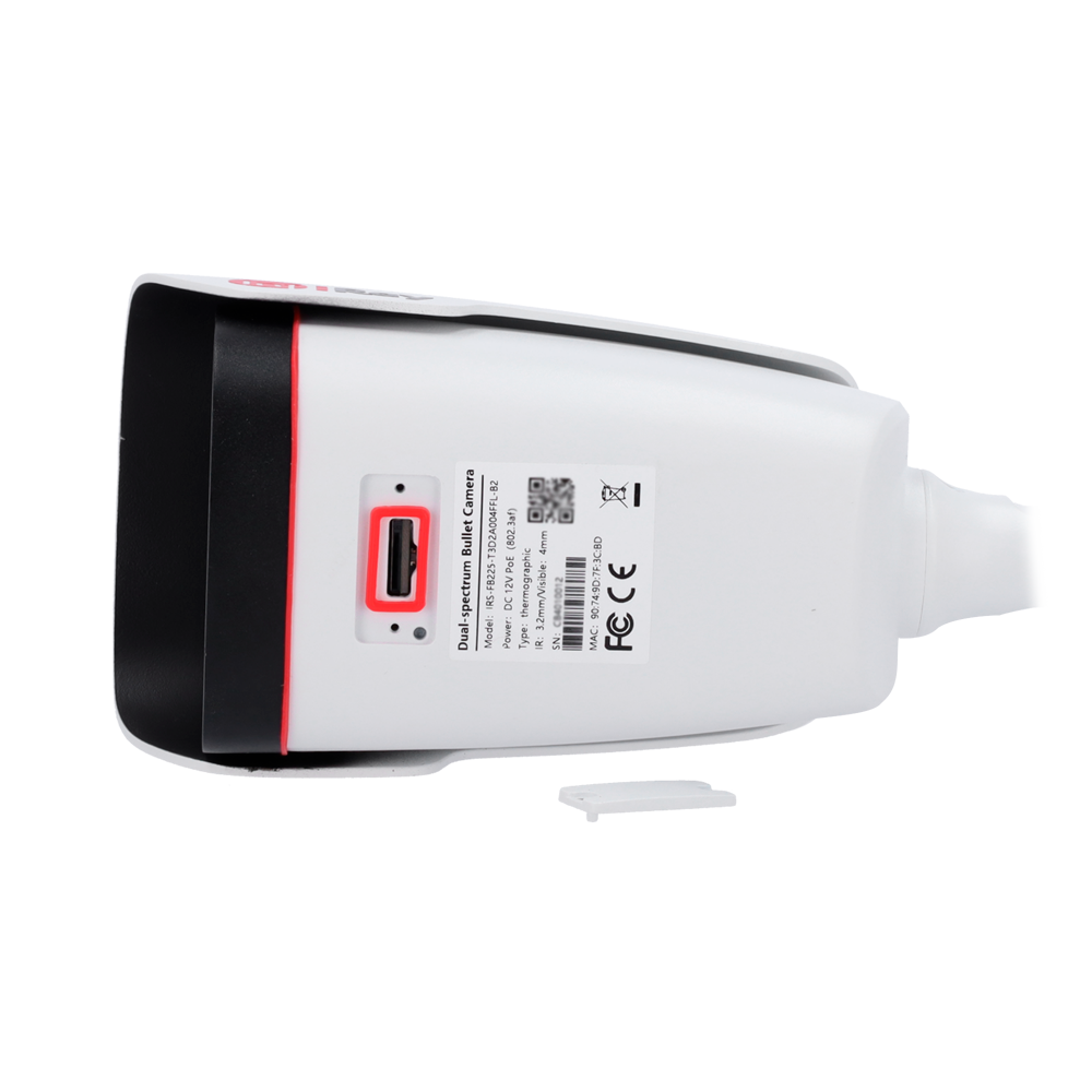 Telecamera termica IP InfiRay FB2 serie - Sensore termico VOx FPA 256x192 12μm | Ottica 10mm - Sensore visibile 1/2.8" CMOS | 5Mpx | Ottica 12mm - Sensibilità termica ≤40mK - Intervallo di misurazione della temperatura -20ºC~550º/±2ºC o ±2% - Rilevamento