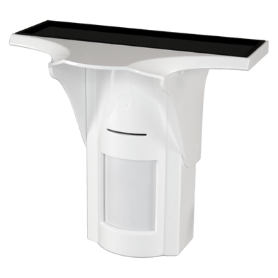 Rivelatore PIR solare esterno - Wireless - Doppia tecnologia - PIR e Microonde - Intervallo rilevamento 8 m / 110º - Batteria di backup inclusa