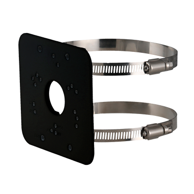 Bracket for poles/lampposts - For bullet or dome cameras - Diameter 80~150 mm - Suitable for outdoor use - Cable gland - Black color