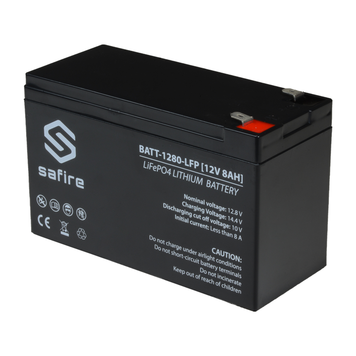 Batteria ricaricabile - Tecnologia Litio LiFePO4 - Voltaggio 12 V - Capacità 8.0 Ah - Lunga durata - Per backup o uso diretto