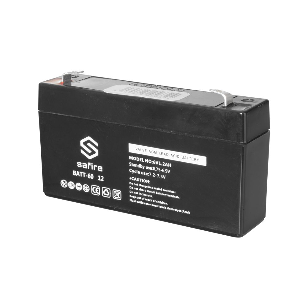 Batteria ricaricabile - Tecnologia piombo-acido AGM - Voltaggio 6 V - Capacità 1.2 Ah - 58 x 97 x 24 mm / 290 g - Per backup o uso diretto