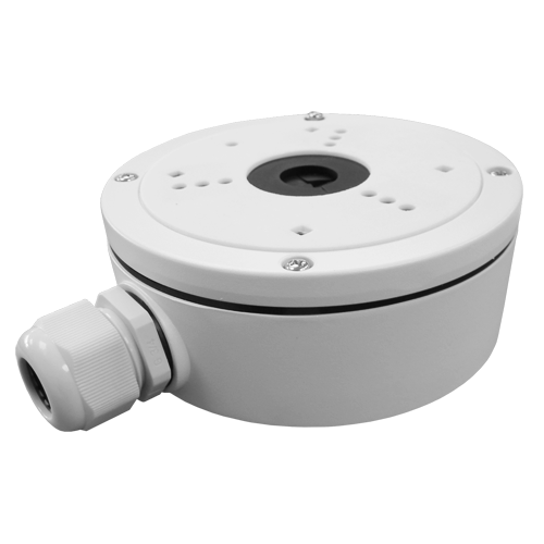 Junction box - For dome or bullet cameras - For outdoor use - Roof or wall installation - White color - Cable pin