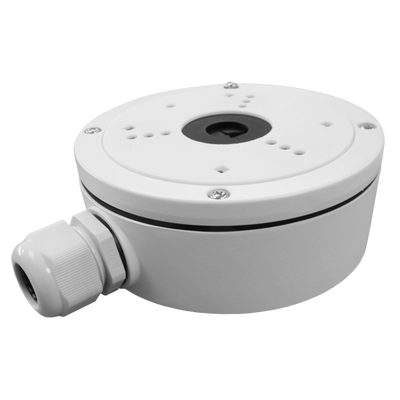 Junction box - For dome or bullet cameras - For outdoor use - Roof or wall installation - White color - Cable pin