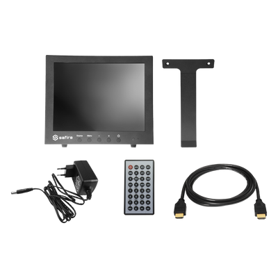 Monitor SAFIRE LED 10" - Diseñado para videovigilancia - Formato 4:3 - VGA, HDMI, BNC loop y audio - Resolución 1024x768 - Altavoces integrados