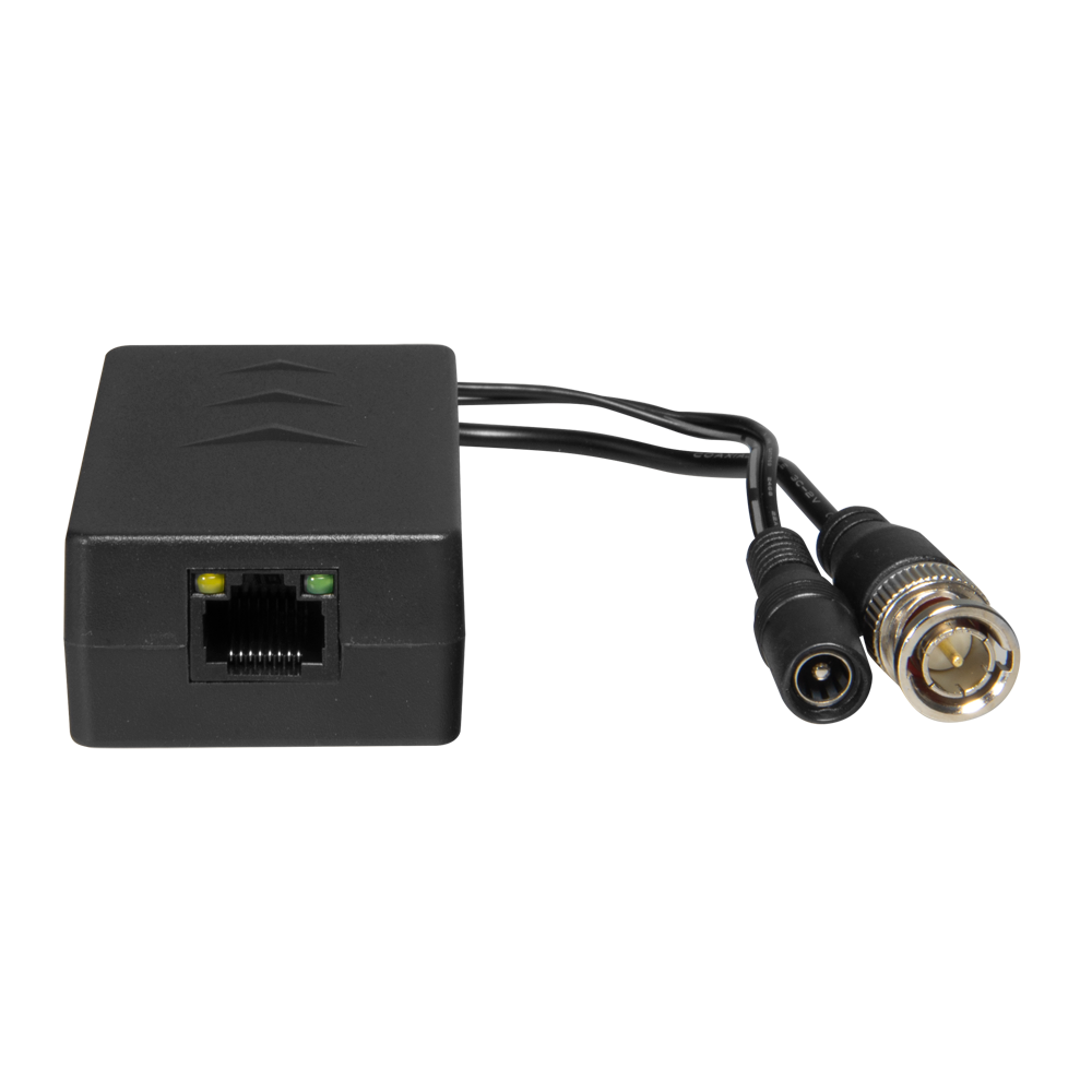 Trasmettitore passivo per doppino - Ottimizzato per HDTVI, HDCVI e AHD - 1 canale video e alimentazione - Connettore RJ45 (UTP), BNC e Jack - Distanza: 200 ~ 400 m - 2 unità, emissore e ricettore