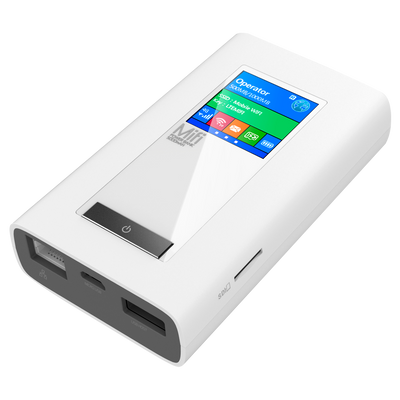 Router 4G Portatile - Connessione RJ45 10/100 o WiFi 802.11 b/g/n - Fino a 10 connessioni WiFi simultanee - Powerbank 5200mAh di capacità - Slot per scheda SIM, micro SIM e micro SD - Schermo a colori TFT 1.44"