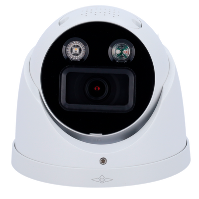 Domo IP X-Security Camera - 4 Megapixel (2688x1520) - 2.8 mm lens | Active deterrence - Dual microphone and integrated speaker - Wizsense | Smart functions - Sound and light alarm (red and blue lights).