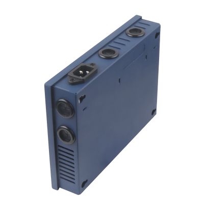 Slim power distribution box - 1 AC 220 V 5OHz input - 9 copper pair outputs - Resettable protection fuse - Output voltage 12 V / 120 W - Metal body