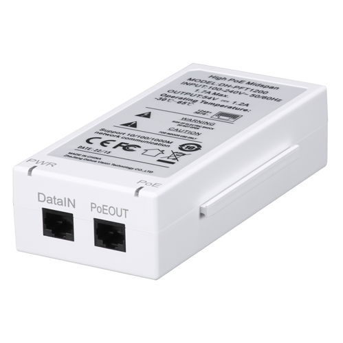 Iniettore PoE - Ingresso/Uscita RJ45 10/100/1000 Mbps - Potenza 60 W - Distanza massima 300 m - PoE/PoE+/Hi-PoE IEEE802.3af/at - Stabilizzato e protetto