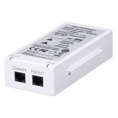 Iniettore PoE - Ingresso/Uscita RJ45 10/100/1000 Mbps - Potenza 60 W - Distanza massima 300 m - PoE/PoE+/Hi-PoE IEEE802.3af/at - Stabilizzato e protetto