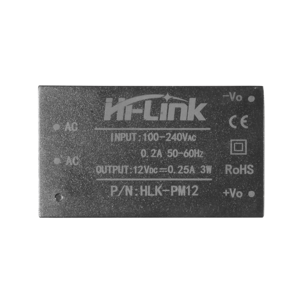 Alimentatore elettronico - 12 V / 250 mA - Dimensioni ridotte - Dimensioni 34 (Al) x 15 (La) x 20 (Lu) mm - 20 g - Ideale per installazioni con spazio disponibile ridotto