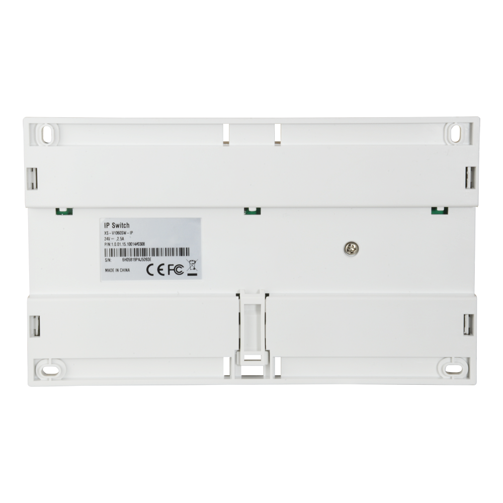 Specific PoE switch - 6 IP output ports - RJ45 IN/OUT Ethernet connection - TCP / IP with RJ45 - Powers IP video door phones - Surface or track mounting