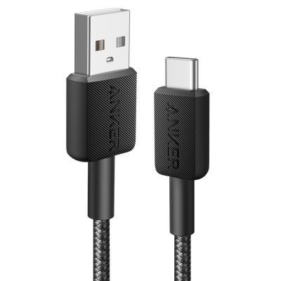 Anker - Cable USB2.0  - Carga rápida - USB-A a USB-C - Cubierta de metal trenzado  - Longitud 0.9m | Color negro