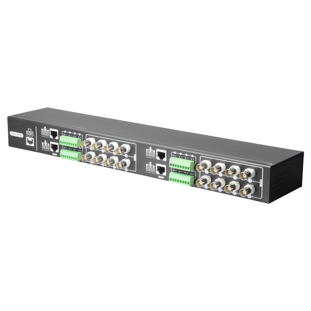 Video Balun 4N1 (HDTVI, HDCVI, AHD and CVBS) - 16 Passive Channels - Includes 16 BA612P-HACs - BNC &amp; RJ45 Connection - Distance: 180 ~ 440m