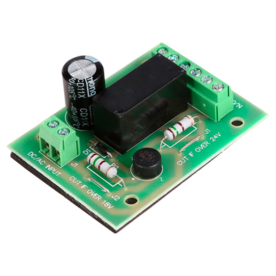 Relay module - Sets an opening delay - Double output - Small dimensions - Suitable for any type of door - 12VDC power supply