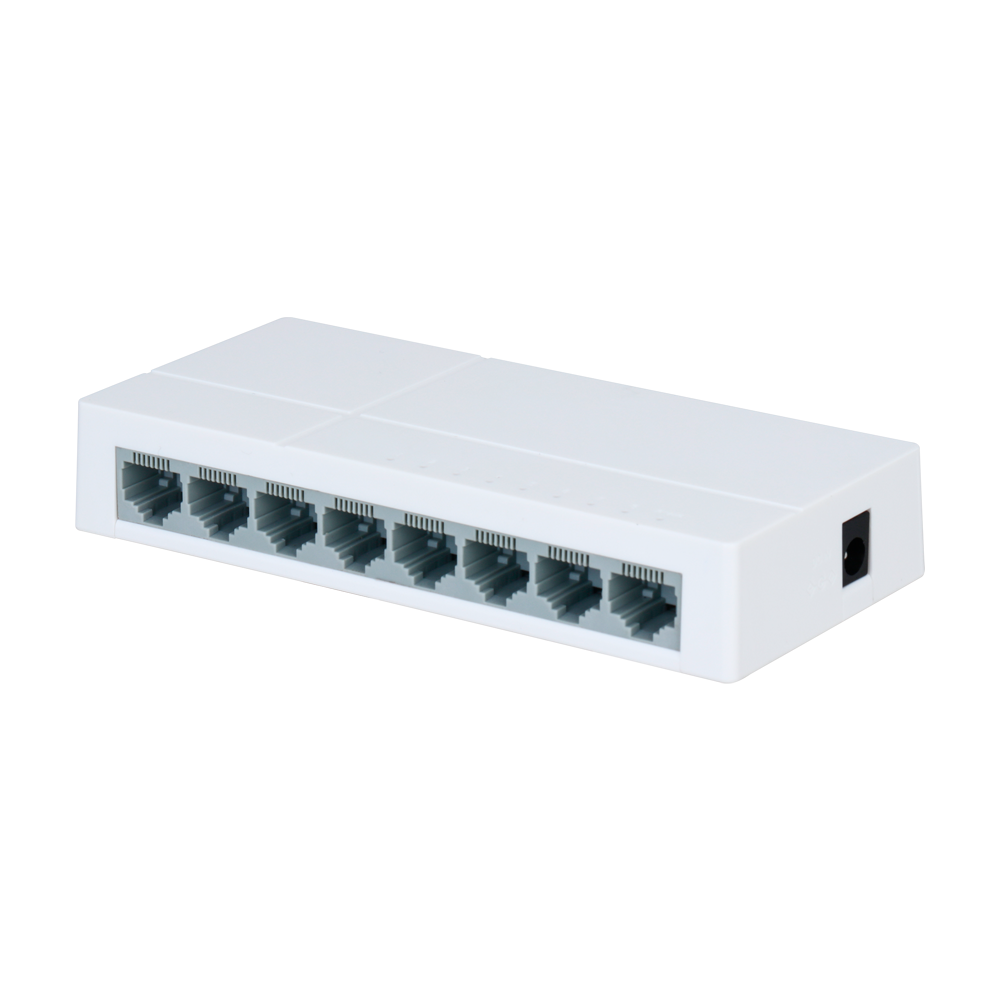 Switch Branded Fast Ethernet - 8 puertos RJ45 - Velocidad 10/100Mbps - Buffer mejorado para transmisión de video - Plug and Play - Carcasa Plástico