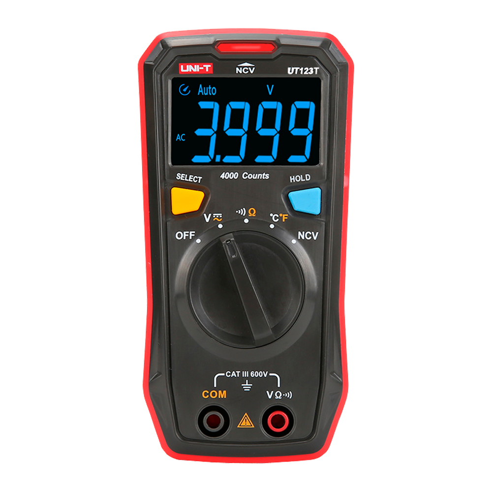 Pocket digital multimeter - DC and AC voltage measurement up to 600V - Temperature measurement - Resistance measurement - NVC function - Buzzer for continuity test