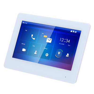 Monitor para Videoporteros - Pantalla TFT de 7" - Audio bidireccional y llamadas entre dispositivos - TCP/IP y 2 hilos - Ranura MicroSD | 6 entradas de alarma - Montaje en superficie