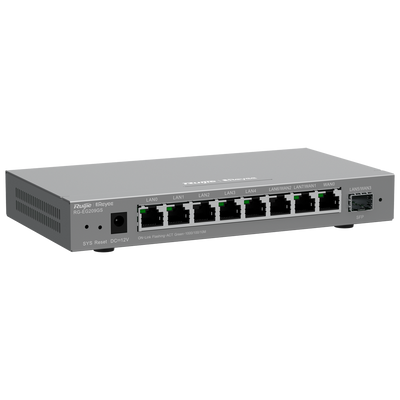 Controlador de enrutador Reyee administrado - 8 puertos RJ45 10/100 /1000 Mbps - 1 puerto SFP LAN/WAN - Admite hasta 4 WAN para conmutación por error o equilibrio - Ancho de banda de hasta 600 Mbps - IPSec, L2TP, servidor VPN PPTP, OpenVPN
