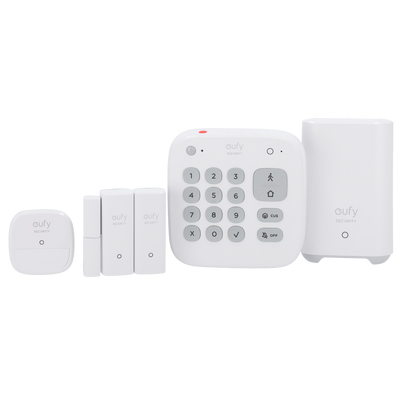 Kit de alarma Eufy by Anker - HomeBase WiFi/LAN/RF - Teclado independiente con batería - 2 sensores de apertura inalámbricos - 1 detector de presencia PIR inalámbrico - App Eufy Security