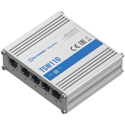 Teltonika Industrial Unmanaged Switch - 5 Gigabit RJ45 Ethernet Ports - Rugged Aluminum Housing - Plug and Play - DC 9 to 30V Power Supply - Status LED