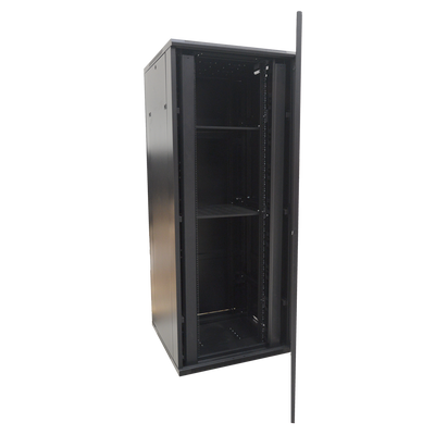Floor rack cabinet - 19" rack, up to 42U + 12U vertical available - Up to 800 kg load - With ventilation and cable management - 4 fans, 2 trays and PDU 6 sockets - Supplied assembled