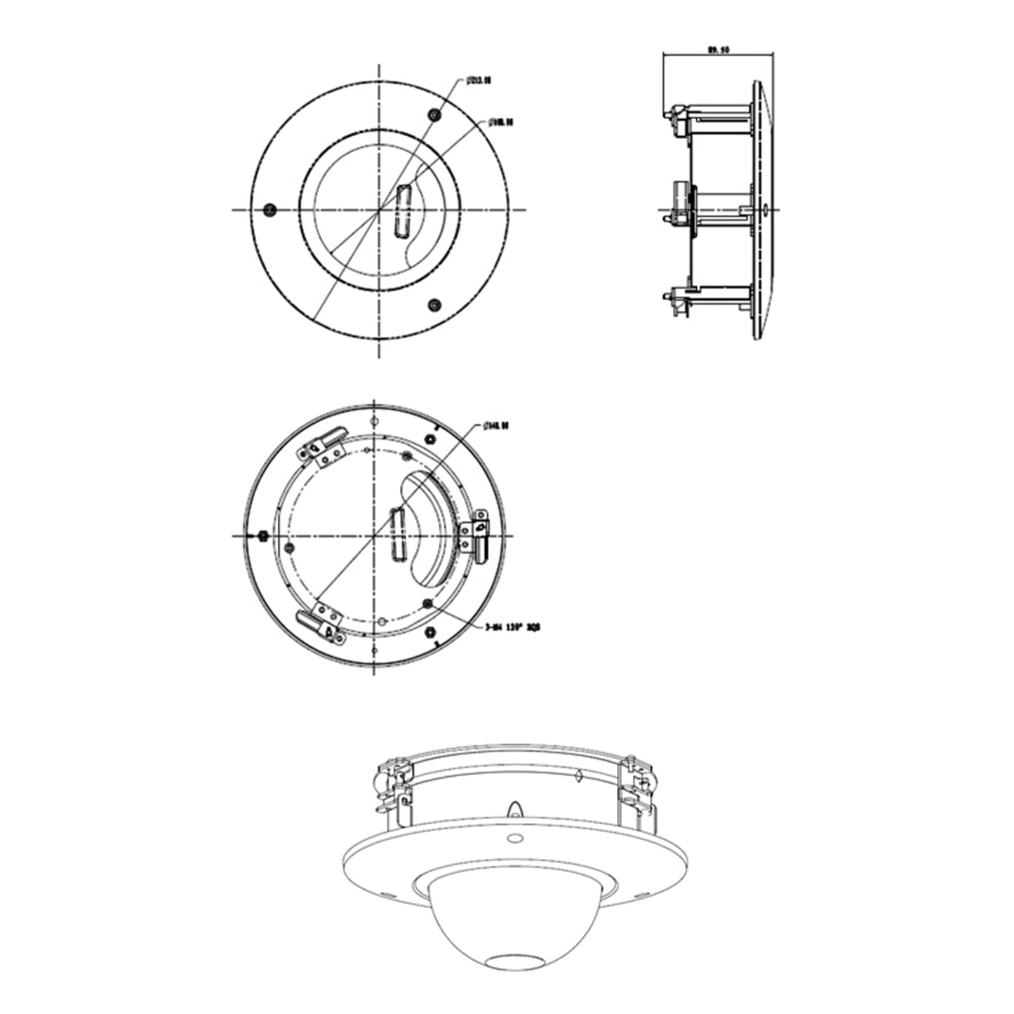 Stop support - For dome cameras - Suitable for outdoor use - Color white - Maximum load 1.5Kg - SECC and PC