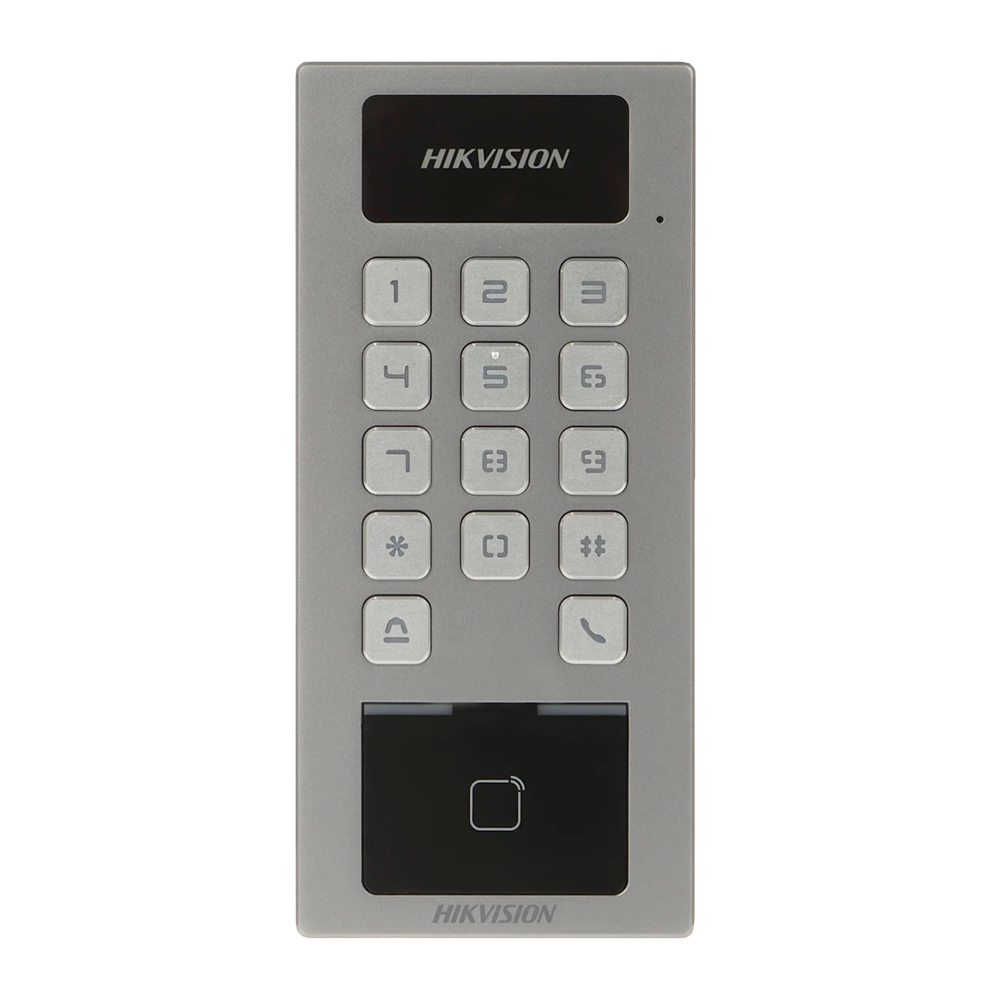 Control de acceso - Huella dactilar, tarjeta MF/MF DESFire y PIN - 10.000 usuarios | 300.000 registros: TCP/IP, WiFi, RS485 y Wiegand | IP65 e IK09 - Controlador integrado (sensor, pulsador y relé) - iVMS-4200 | Hik-Conectar
