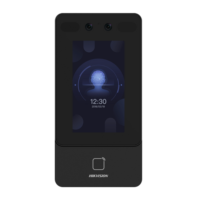 Controllo accessi e presenze - Riconoscimento Facciale, scheda EM, QR e PIN - 1.500 utenti | 150.000 registri - TCP/IP, WiFi, USB, RS485 e Wiegand | IP65 - Controller integrato (sensore, pulsante e relè) - iVMS-4200 | Hik-Connect