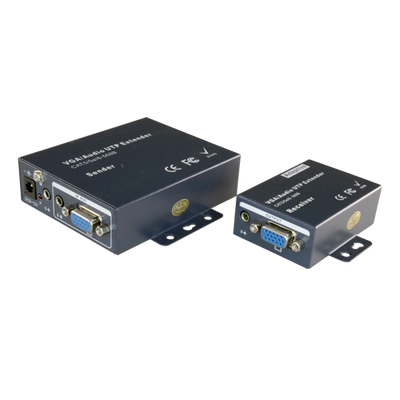 VGA Active Extender - Transmitter and Receiver - Distance 100m - Over UTP Cat 5/5e/6 cable - Up to 1920x1440 - DC 12V Power Supply