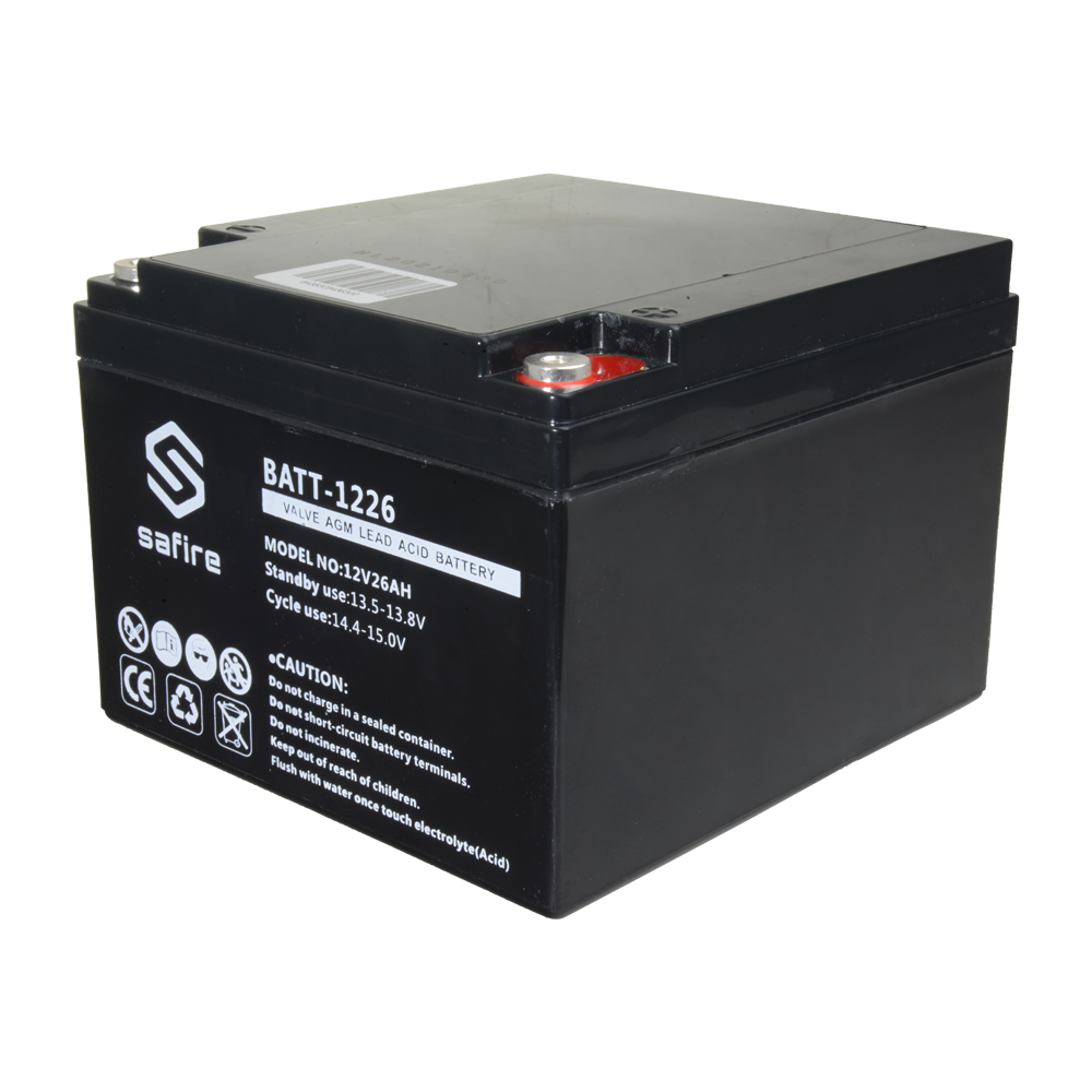 Batteria ricaricabile - Tecnologia piombo-acido AGM - Voltaggio 12 V - Capacità 26 Ah - 182 x 166 x 126 mm / 8400 g - Per backup o uso diretto