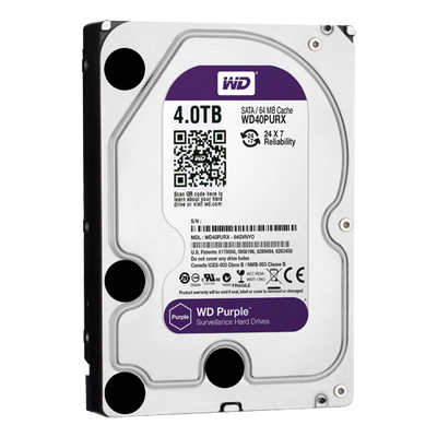 Hard Disk - Capacità 4 TB - Interfaccia SATA 6 GB/s - Modello WD40PURX - Speciale per Videoregistratori - Da solo o installato su DVR