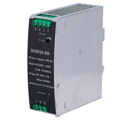 Switched Power Source - DC 48V 5A / 240W output - 2 outputs - Input voltage 100V ~ 240V - 123.5 (H) x 41 (W) x 110.3 (L) mm - DIN rail mounting
