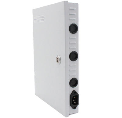 Power distribution box - AC 180 V~246 V input - 18 Fuse outputs - Resettable protection fuse - Output voltage 12 V / 250 W - Metal body