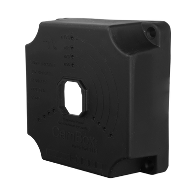 Junction box for dome and bullet cameras - For outdoor use - Roof or wall installation - Complete seal with CamBox covers - Black color - Made of plastic