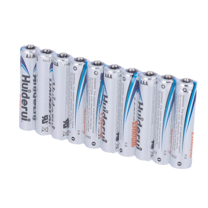 Huiderui - Pack of AAA / FR03 / 24LF batteries - 10 units - Voltage 1.5 V - Lithium - Nominal capacity 1000 mAh - Compatible with products in the catalog