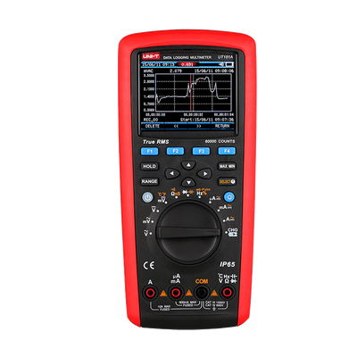 Multimeter with True RMS data logging - PC connection for data transfer - AC/DC measurement: up to 1000V and 10A - Measurement of resistance, capacitance, conductance - Measurement of frequency, temperature, continuity - Data logging and