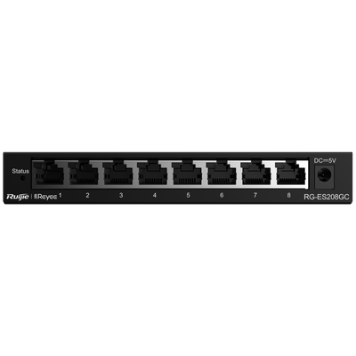 Reyee Cloud Layer 2 Switch - 8 Gigabit RJ45 Ports - 10/100/1000 Mbps Port Speed ​​- Plug &amp; Play - VLAN/Port Isolation/Loop Detection - Port Speed ​​Limit