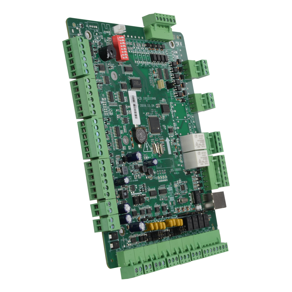 Controlador de Acceso Biométrico - Acceso por Huella Digital, Rostro, Tarjeta o Contraseña - Comunicación TCP/IP | eInicio | ISAPI | OSDP - 4 entradas Wiegand 26 y 4 RS485 - Salida de relé para dos puertas - Software Safire Control Center