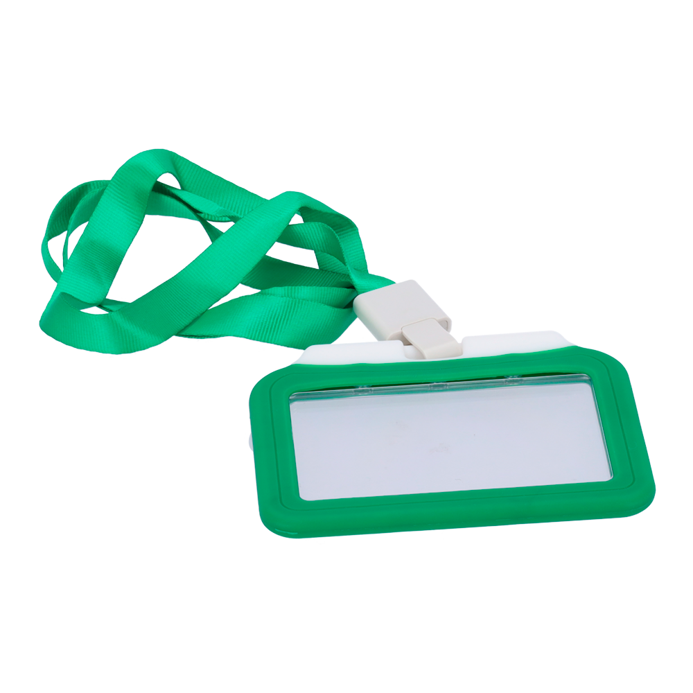 Porta-tarjetas - Disposición horizontal - Láminas de plástico protectoras - Fabricado en silicona - Color verde