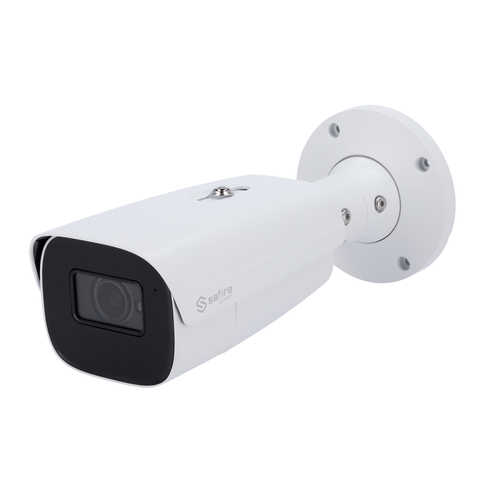 Safire Smart - Cámara Bullet IP gama LPR - Resolución 4 Megapíxel (2592x1520) - Lente Motorizada 2.8-12 mm | Audio | IR 70m - Reconocimiento de matrículas / Gestión de listas - Impermeabilidad IP67 | PoE (IEEE802.3af) |Alarma