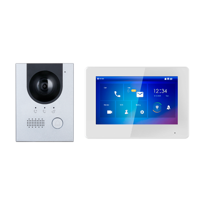 Video Intercom Kit - 2-wire and PoE technology - Includes cover plate, monitor, 2-wire hub and support - Cellular app with P2P - Surface mounting