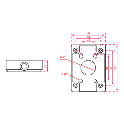 Junction box - For motorized domes - For outdoor use - Wall installation - White color - Cable pin