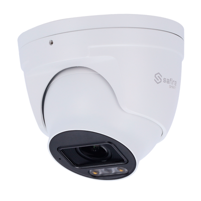 Safire Smart - Telecamera Turret IP gamma E1 Night Color IA - Risoluzione 4 Megapixel (2566x1440) - Ottica Motorizzata 2.8~12mm | IR&amp;Led fino a 40m - IA: Classificazione di persone e veicoli - Waterproof IP67 | PoE (IEEE802.3af)