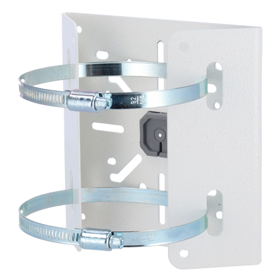 Bracket for poles/lampposts - For bullet or dome cameras - Universal design - Suitable for outdoor use - White color - Cable gland