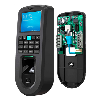 Lector biométrico autónomo ANVIZ - huella, RFID y teclado - 3000 registros / 100000 registros - TCP/IP, WiFi, RS485, miniUSB, Wiegand 26 - Controlador integrado / PoE - Software Anviz CrossChex